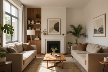 architecture render of a home interior with soft lighting