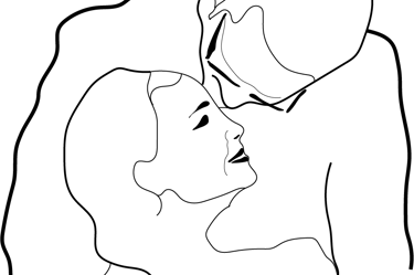 Vector image of a man and woman embracing 