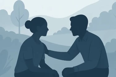 Illustration représentant des échanges pédagogiques autour des fondamentaux de la relation d'aide.