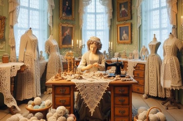 a woman in a white dress and a table with a table cloth