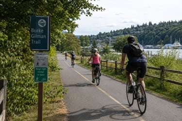 Cyclists on the Burke Gilman Trail in Seattle