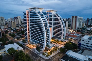 a large building with a large building in the background