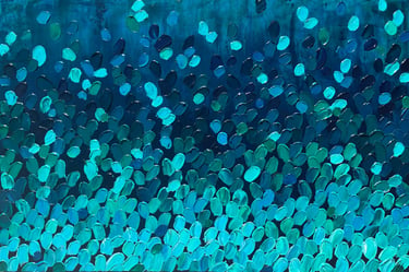 Kate Young abstract painting, size 24x36, blue and green, Guelph artist