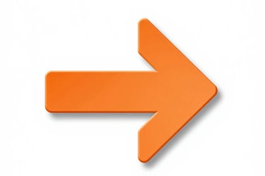 A 3D orange right arrow icon with a soft shadow isolated on a white background.