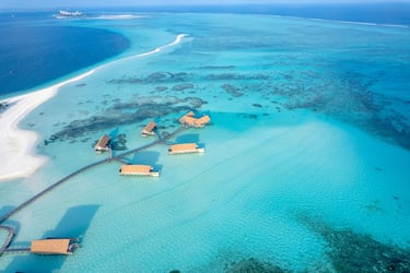 COMO Cocoa Island Maldives overewater villas arial view