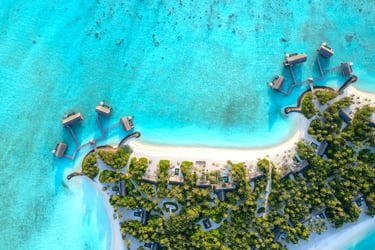 One & Only Reethi Rah Maldives island arial view