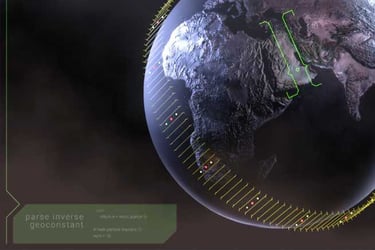 Image of HUD screen, showing the globe with graphics around it.