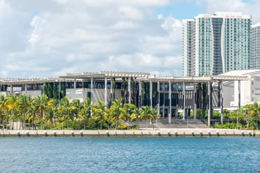View of PAMM Perez Art Museum with Green Exterior Decoration and Flying Garden