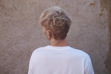 a girl with a haircut