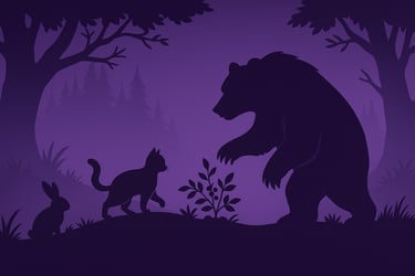 Brave Kitty Story silhouette in purple tones used for education in a writing masterclass course on Udemy.