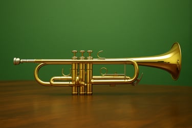 Une trompette sur un fond vert