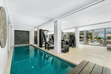 State-of-the-art gym and indoor pool at Villa Serenity