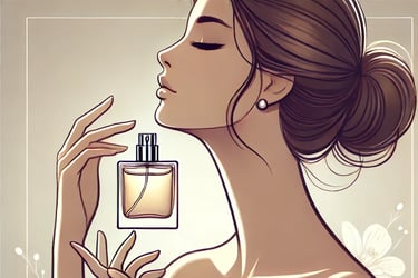 a woman with a perfume bottle in her hand