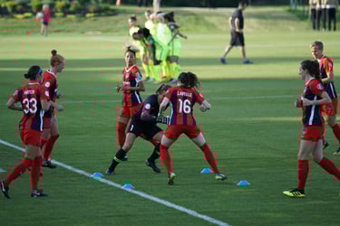 Soccer Players at practice workingout 