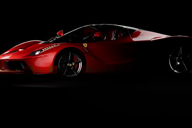 Direct side view of a La Ferrari 3d model created for an ad