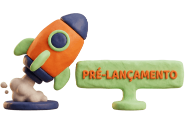 Ícone 3D de foguete decolando com placa de Pré-Lançamento do livro Manual Antipânico da Adolescência