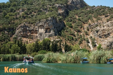 a boat on the water with a mountain in the background