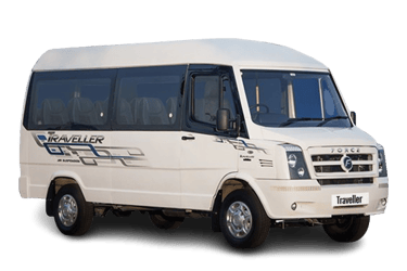 a white tempo traveller with a white in the background