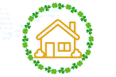 House icon inside of clover border