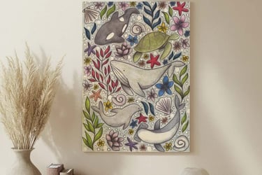 Animal Illustration Wall Art in a Living Room