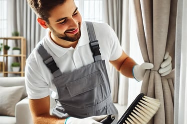 cleaning Curtain with soft brush