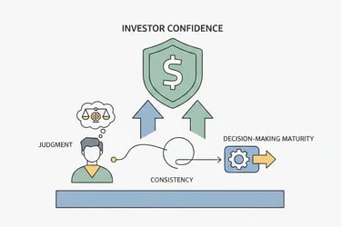 Investor confidence formed through observed founder judgment, consistency, and decision-making matur