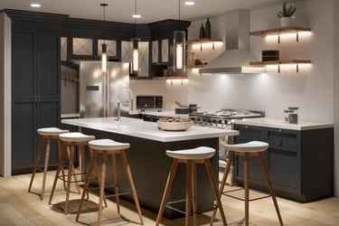 Traditional blue kitchen design