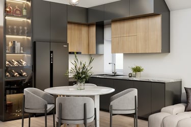 modern kitchen and living room design