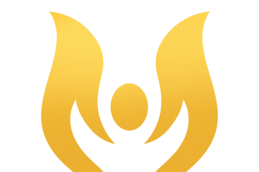 Gouden logo-symbool dat groei en innerlijke balans uitdrukt.