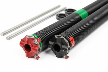 Picture of 2 garage door springs and its components