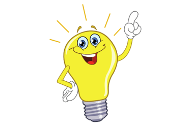 Emoji en forme d'ampoule avec un sourire, symbolisant une idée importante