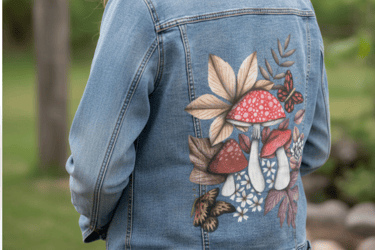 Girl wearing a printed jacket