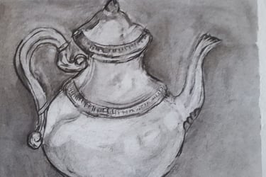 A drawing of a teapot