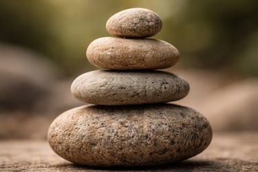 4 pedras empilhadas simbolizando posicionamento com sustentação