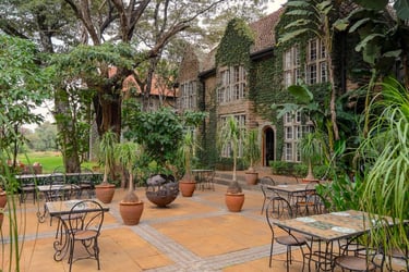 Giraffe Manor Kenya outdoor seating