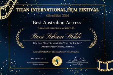 a certificate for a film festival with a film reel and a film reel