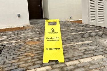 House inspection in progress signage outside villa entrance in Abu Dhabi