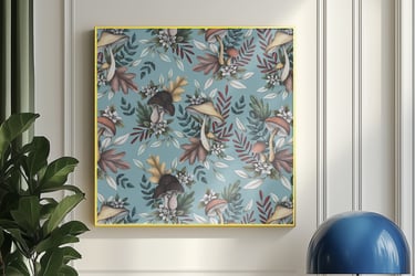 Mushrooms Pattern Wall Art in a Living Room