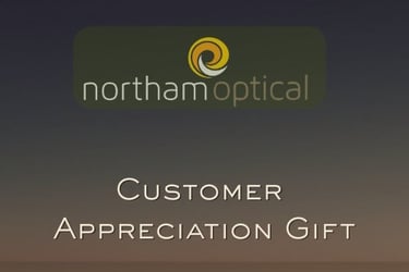 Northam Optical logo above the words "Customer Appreciation Gift" on a dark coastal gradient background.