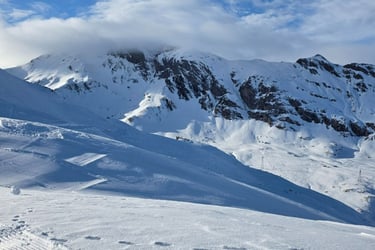 a person on skis in the snow