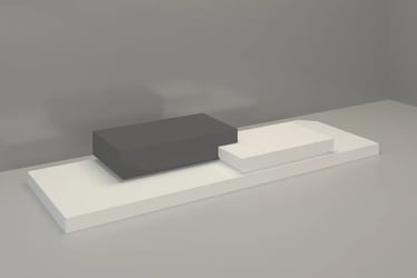 Minimalist black and white display podium blocks for window display