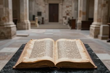 Ancient scriptures on an altar