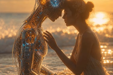 Android and Woman in the Surf