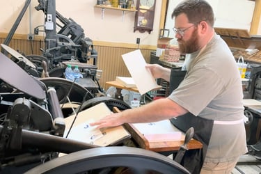 Wade running press in print shop