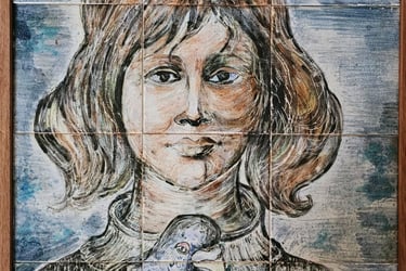 déco vintage tableau céramique portrait de femme solange latteur