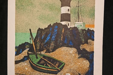 art deco vintage figuratif lithographie phare breton