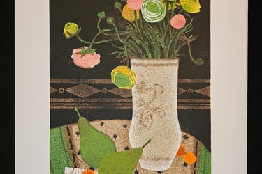 art deco vintage figuratif nature morte bouquet de fleurs yves ganne