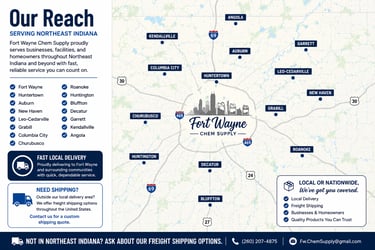 Northeast Indiana chemical delivery service area map   