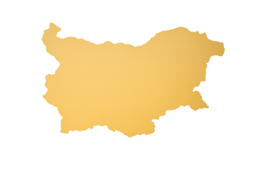 Minimalist gold silhouette of the Bulgaria country map isolated on a black background.