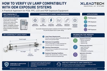 Engineering process for verifying UV lamp compatibility with OEM exposure systems used in PCB, FPC, LCD and PDP manufacturing